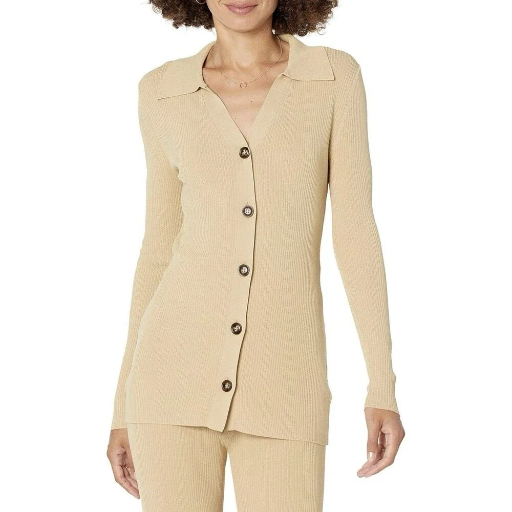 The Drop Women's Constance Rib Button-Down Sweater Size XS NWT